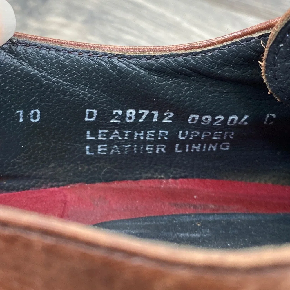 Johnston & Murphy Dress Shoes Mens 10 Brown Leather Bicycle Toe Derby D 28712
